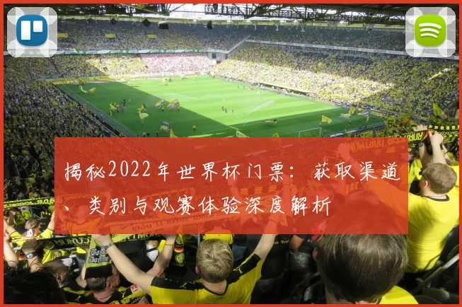 揭秘2022年世界杯门票：获取渠道、类别与观赛体验深度解析