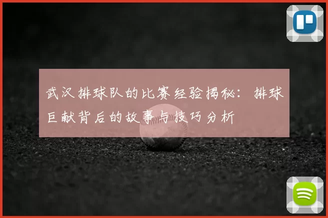 武汉排球队的比赛经验揭秘:排球巨献背后的故事与技巧分析
